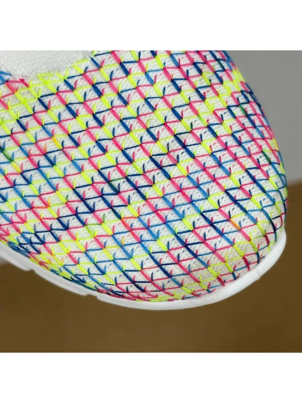 Skechers Go Walk Glide Step Flex Laceless Shoes Womens 8.5 White Multicolor Slip